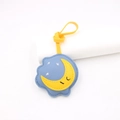 Anthropomorphic moon leather bag charm with blue cloud and yellow crescent design - Blue