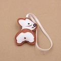 Cartoon Corgi puppy leather bag charm with white lanyard and star cutout detail - Brown