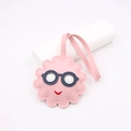 Ciondolo per borsa in pelle rosa a forma di girasole con viso a cartone animato - Rosa