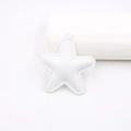 Detailed view of a white PU leather star pendant with fine stitching and a hanging loop - White