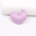 Close-up of lavender leather heart charm with detailed stitching and top loop for DIY - Taro Purple