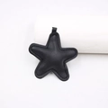 Black lychee texture leather star pendant with fine stitching for bags and keyrings - Black