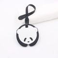 Cute panda leather luggage tag charm with litchi grain texture and black white design - Panda