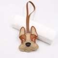 Franse Bulldog tassenhanger van dik leer met gedetailleerde stiksels - Bruin