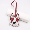 Premium rood en wit kunstlederen Franse Bulldog tassenhanger met gedetailleerd stiksel - Bordeauxrood