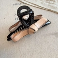 Eleganter großer Haarkrebs mit rosa PU-Leder Schleife und schwarzen Kontrastnähten Design - Champagner