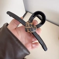 Grande pince à cheveux noire brillante élégante ornée d'un cœur léopard chic - Pince Léopard Noire (D-5433-1)