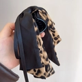 Elegante pinza para el pelo con lazo de leopardo y cintas largas para peinados - Café Leopardo Grande
