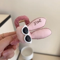 Süße rosa Hasen-Haarklammer mit Mini-Sonnenbrille und Smile-Stickerei für Damen - Rosa (D-5445-1)