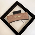 Large rectangular woven hair claw clip with golden Change letter logo in champagne brown - CHANGE Coffee Claw (D-4741-7)