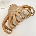 Detail view of large octopus hair claw with dark brown marble texture on white background - Coffee Marble Pattern Style (D-4729-1)