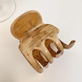 Detailed top view of large amber wood grain hair claw clip with glossy finish - Amber Wood Grain Style (D-4729-2)
