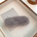 Plush faux fur BB hair clip in soft greyish purple, elegant winter hair accessory - Gray