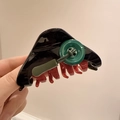 Pinza para el pelo de triángulo negra y roja con botón accesorios retro de moda - Estilo de Botón Negro y Rojo (D-5471-2)