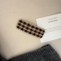 Eleganter Haarclip mit Hahnentrittmuster und funkelnden Strasssteinen für Damen - Kaffee Quadrat