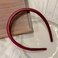 Elegant wine red satin headband with minimalist padded design for a classic French style - Wide-Edge Thickened / Burgundy