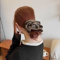 Elastico per capelli vintage a quadretti marroni per chignon con alta elasticità e stile retrò - Grande / Griglia Marrone
