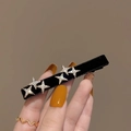Elegante zwarte fluwelen haarklem met vijf sprankelende strasstenen sterretjes - Zwart Fluweel Strass Ster Stijl(D-4064-1)