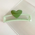 Detalle de pinza para el pelo rectangular verde de 13cm con diseño de corazón - Verde Oscuro (D-4266-3)