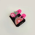 Detail of pink resin hair clips with flower cactus and rainbow heart on card - Rose Pink Flower Cactus Style / Rose Pink