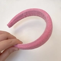 Plüschiges kirschrosa Schwammstirnband aus weichem Frottee mit dickem Polsterdesign - Haarreif / Dunkelrosa Stirnband
