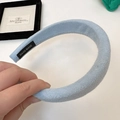 Hellblaues, dickes Schwamm-Stirnband aus weichem Frottee mit handgefertigtem Label - Haarreif / Blaues Stirnband