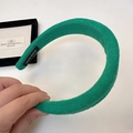 Vibrant emerald green scrunchie headband in thick terry cloth fabric with handmade tag - Green Headband