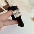 Sparkling rhinestone heart scrunchie with crystal accents for elegant hair styling - Square (D-4427-1)