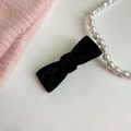 Pinza para el pelo con lazo de terciopelo negro para mujer con un elegante estilo ballet - Negro