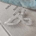 Medium lace pattern hair claw clip in bow shape with transparent resin and silver spring - White Bow Style (D-5369-3)