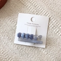 Grey-blue marble heart and bar hair clip set displayed on a vintage card and knit fabric - Pair Set / Blue