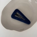 Navy blue velvet triangle BB hair clip on a minimalist ceramic plate display - Triangle / Blue