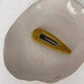 Vintage mustard yellow flocked velvet BB hair clip on minimalist ceramic plate - Teardrop / Turmeric
