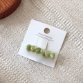 Pastel green heart resin hair clip set in vintage Korean style on display card - Heart Array Style / Green