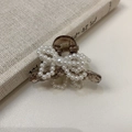 Elegant smoked resin hair claw clip with exquisite double layered pearl bow design - Brown