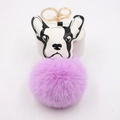 Porte-clés pompon dalmatien avec fourrure violette et anneau en métal doré pour sac - Porte-clés pendentif chien dalmatien (MM-1002) / Violet Taro