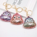 Glittery rainbow poop emoji keychains set with golden metal lobster clasps for bag decor - Poop Design / Multicolor Poop Character
