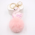 Porte-clés cygne en peluche rose avec fermoir doré pour sacs et cartables - Rose
