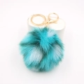 Portachiavi con pompon a pois blu tiffany e verde acqua con chiusura dorata - Blu Multicolore