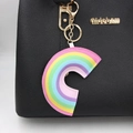 Ciondolo per borsa arcobaleno in pelle con strati colorati e portachiavi in metallo dorato - Stile Arcobaleno 2