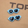 Sky blue resin heart and oval mini sunglasses for DIY doll and phone case crafts - Heart Shape / Blue
