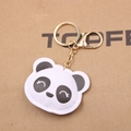 Llavero de panda de cuero 3D con anillo dorado y cierre de langosta para bolsos y llaves - Panda (Negro y Blanco)