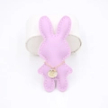 Detail of lavender PU leather rabbit charm featuring fine stitching and a gold pendant - Taro Purple