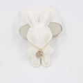 Golden necklace with round engraved love pendant and zircon on white rabbit display stand - White