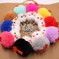 Lot de porte-clés canard en peluche colorée avec boules de fourrure et anneaux - Couleurs Mélangées Aléatoires