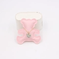 Golden pendant necklace with crystal on pink leather bear charm display holder - Light Pink