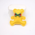 Detail of yellow leather bear charm with red and green plaid bowknot for phone cases - High-end Style (Bear Accessory) / Yellow