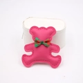 Cute magenta bear phone case charm with green plaid bow and faux leather texture - High-end Style (Bear Accessory) / Rose Red