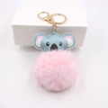 Cute koala plush keychain with pink pompom and gold metal ring for bags and keys - Koala Gold Keychain / Light Pink