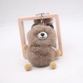 Cute handmade plush brown bear keychain accessory for school bags and car interiors - Khaki